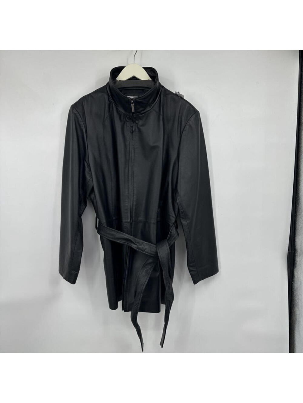 Women's Worthington Black Belted Leather Jacket XL Extra Large